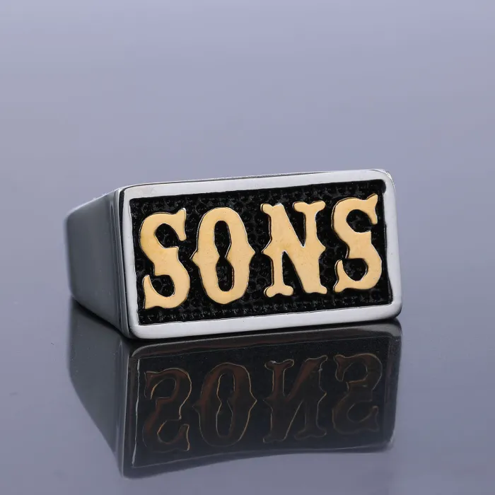 Alibaba Trending Punk Style Men's "SONS Reaper" English Stainless Steel Ring – Hot-Selling Gothic Fashion