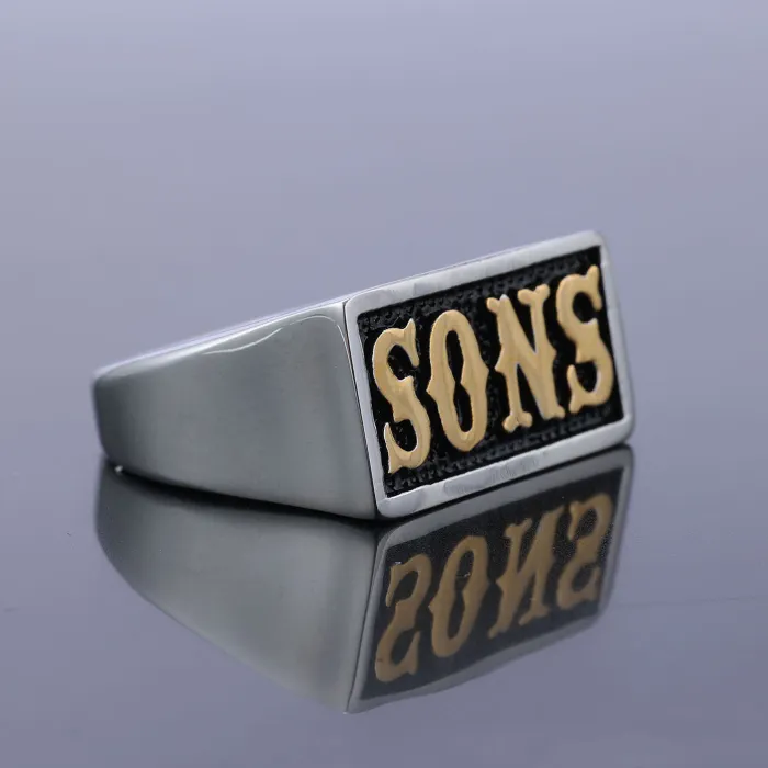 Alibaba Trending Punk Style Men's "SONS Reaper" English Stainless Steel Ring – Hot-Selling Gothic Fashion