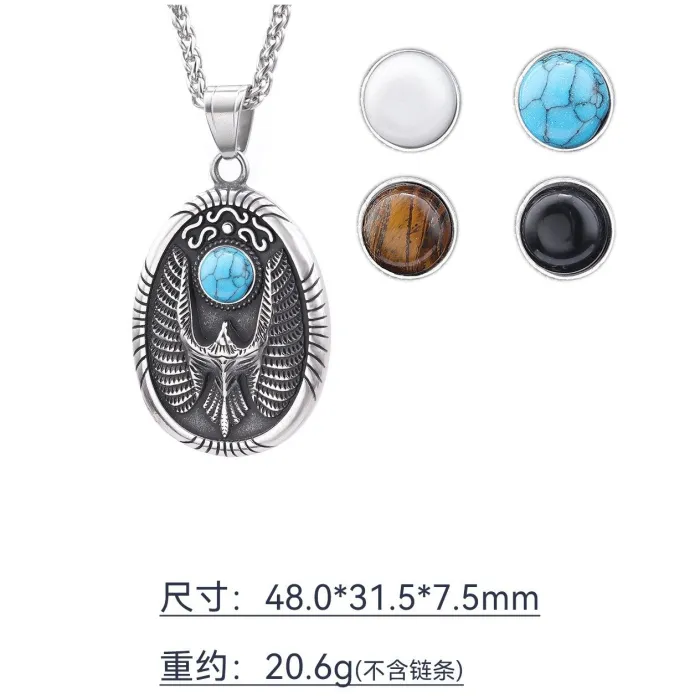 Eagle Crest Pendant – Vintage Style Necklace with Inlaid Gemstone | Bulk Jewelry Supplier for Resellers