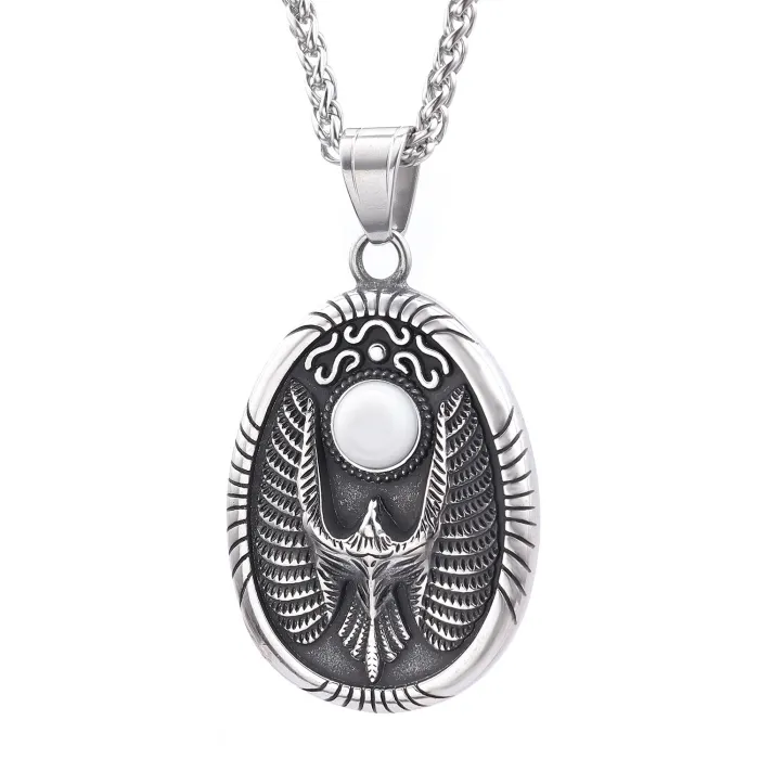 Eagle Crest Pendant – Vintage Style Necklace with Inlaid Gemstone | Bulk Jewelry Supplier for Resellers