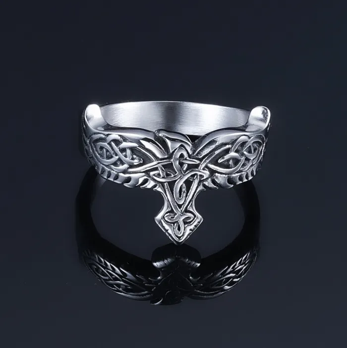 Hot-Selling Hip-Hop Retro Viking Eagle Ring – Unisex Stainless Steel Totem Pattern