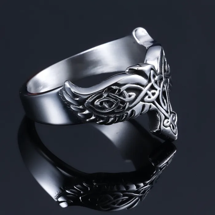 Hot-Selling Hip-Hop Retro Viking Eagle Ring – Unisex Stainless Steel Totem Pattern