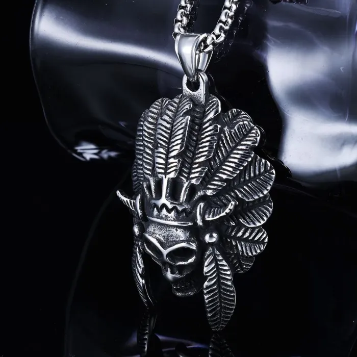 Vintage Tribal Style Indian Chief Pendant – Stainless Steel Hot-Selling AliExpress Fashion Jewelry