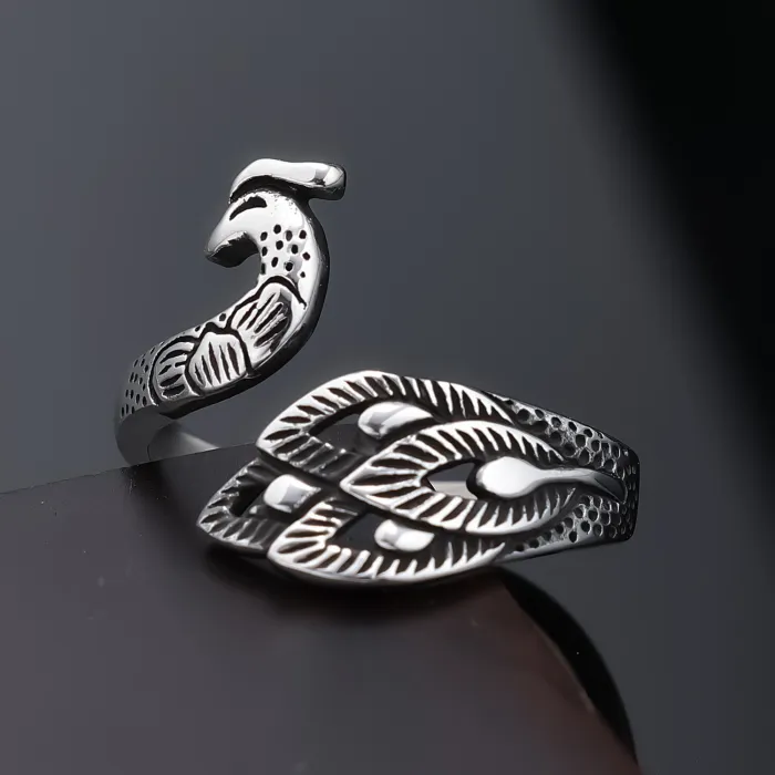 Trendy Animal Series Peacock Design Stainless Steel Ring – Unisex Fashion Jewelry
