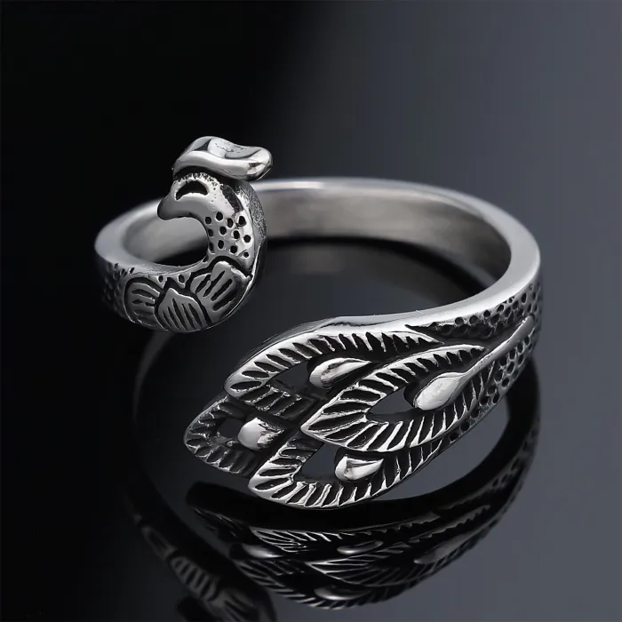 Trendy Animal Series Peacock Design Stainless Steel Ring – Unisex Fashion Jewelry