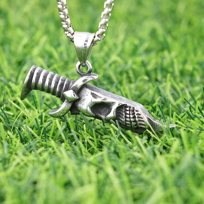 Hot-Selling Hip-Hop Knife & Skull Dagger Pendant – Trendy Punk Style Necklace for Men