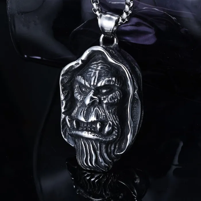 Hot-Selling Vintage Grim Reaper Pendant – Stainless Steel Gothic Necklace for Men