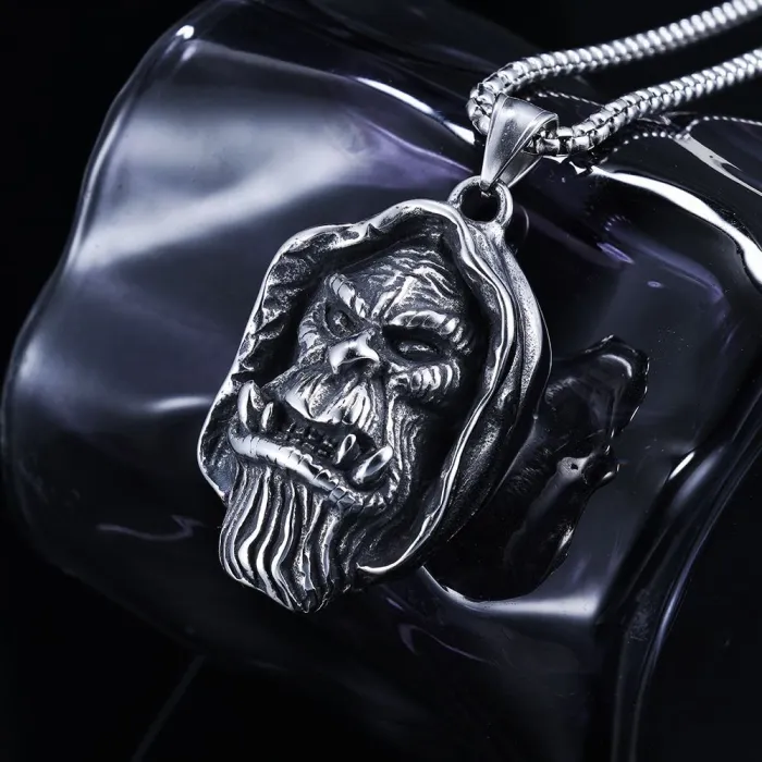 Hot-Selling Vintage Grim Reaper Pendant – Stainless Steel Gothic Necklace for Men