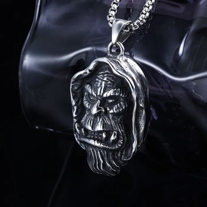 Hot-Selling Vintage Grim Reaper Pendant – Stainless Steel Gothic Necklace for Men