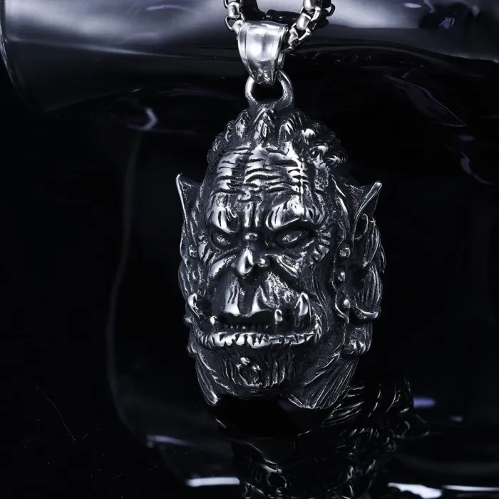 Punk Style Skull Head Pendant – Vintage Hip-Hop Stainless Steel Gothic Necklace