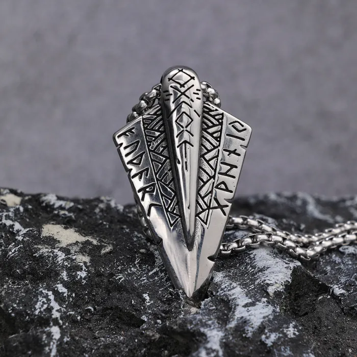 Trendy Viking Spearhead Pendant – Stainless Steel Norse Necklace (In Stock, Ready to Ship)
