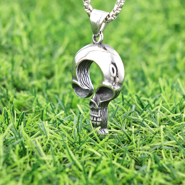 Trendy and Unique Question Mark Skull Pendant – Unisex Stainless Steel Necklace