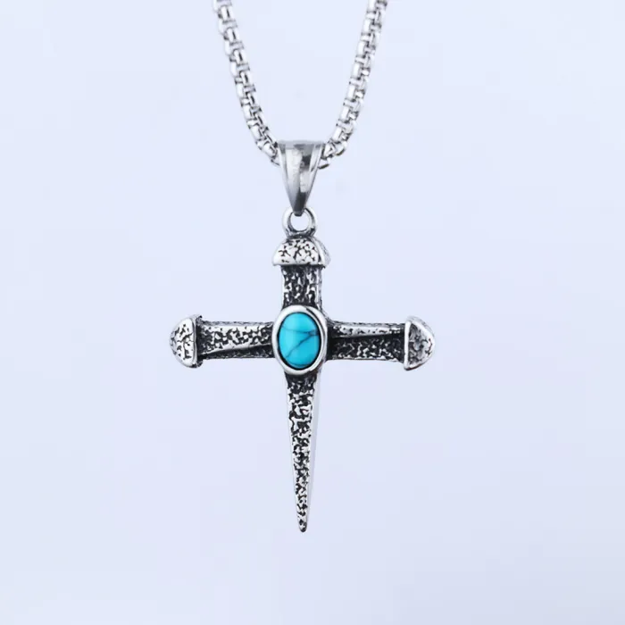 AliExpress Hot-Selling Skull Pin Pendant – Trendy Stainless Steel Necklace, Ready Stock Wholesale