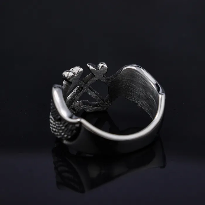 Unisex Titanium Steel Anchor Wing Ring – Punk Style, Durable & Trendy, Wholesale Men’s Jewelry