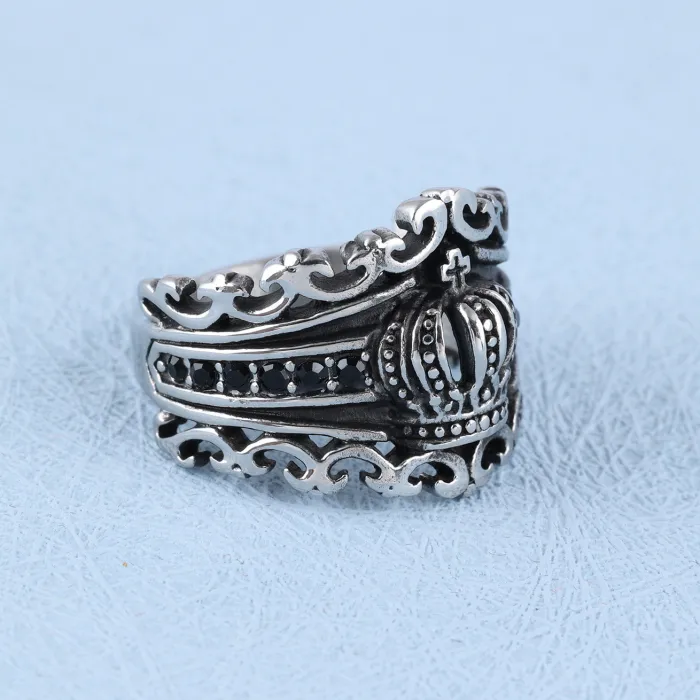 Crown Ring – Unisex Stainless Steel Carved Ti Band for Men & Women | Bulk Jewelry Supplier & Factory Price