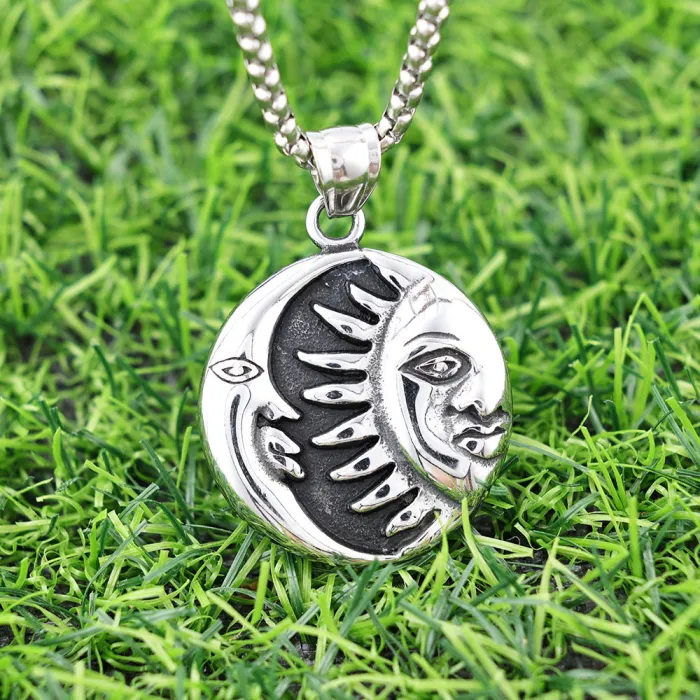 Sun and Moon God Pendant Necklace | Stainless Steel Fade-Resistant Jewelry | Unique Mythical Design | Factory Direct Supply for Bulk Orders, Resellers & Online Stores