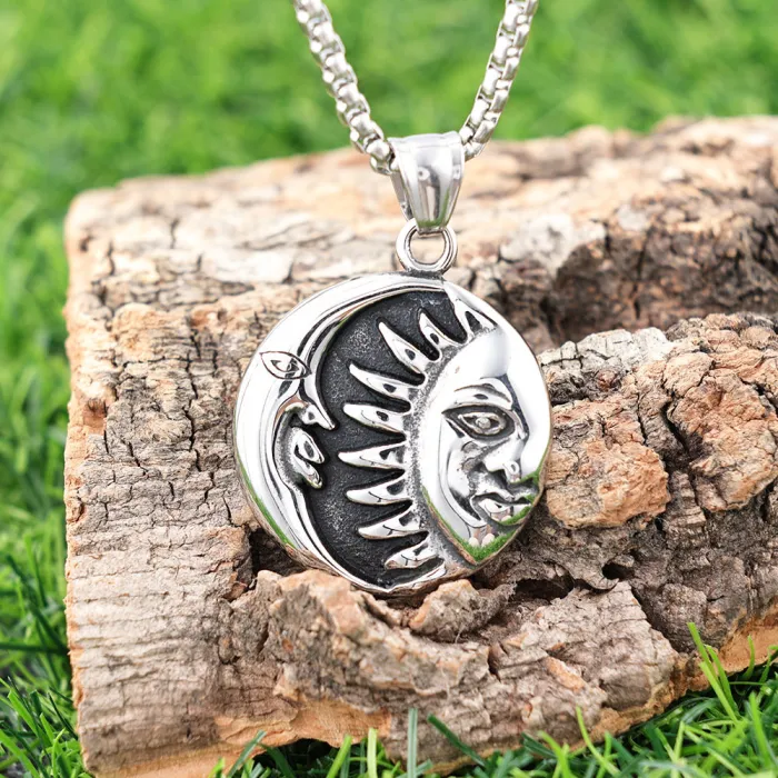 Sun and Moon God Pendant Necklace | Stainless Steel Fade-Resistant Jewelry | Unique Mythical Design | Factory Direct Supply for Bulk Orders, Resellers & Online Stores