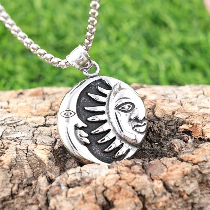 Sun and Moon God Pendant Necklace | Stainless Steel Fade-Resistant Jewelry | Unique Mythical Design | Factory Direct Supply for Bulk Orders, Resellers & Online Stores