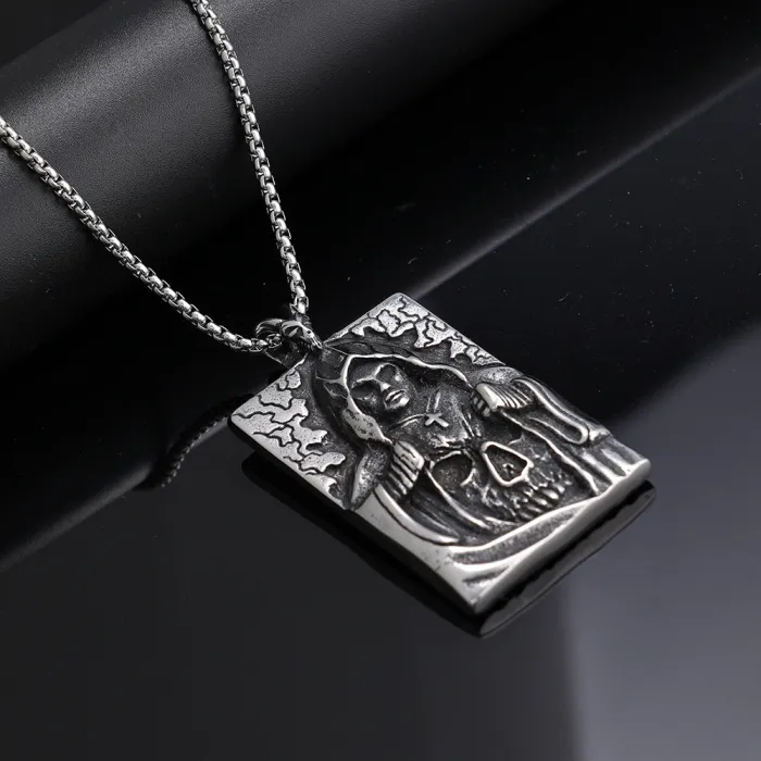 Reaper Pendant Wholesale – Fashion Unisex Vintage Stainless Steel Necklace | Factory Direct Skull Jewelry for Bulk Orders