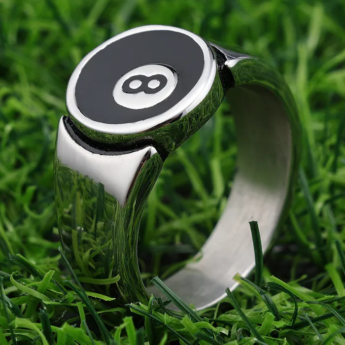 Bulk Billiards 8-Ball Ring for Men – Retro Stainless Steel Fashion Jewelry Supplier | Factory Direct Wholesale Rings Available