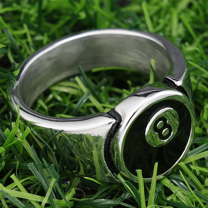 Bulk Billiards 8-Ball Ring for Men – Retro Stainless Steel Fashion Jewelry Supplier | Factory Direct Wholesale Rings Available