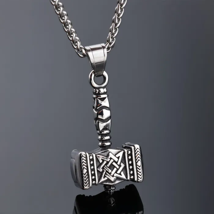 In-Stock Viking Thor's Hammer Pendant – Retro Bold Polished Stainless Steel Jewelry | No-Fade Design | Ideal for Bulk Purchase or Reseller Orders