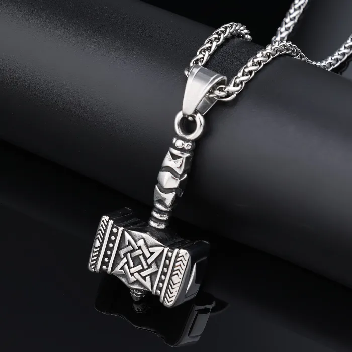 In-Stock Viking Thor's Hammer Pendant – Retro Bold Polished Stainless Steel Jewelry | No-Fade Design | Ideal for Bulk Purchase or Reseller Orders