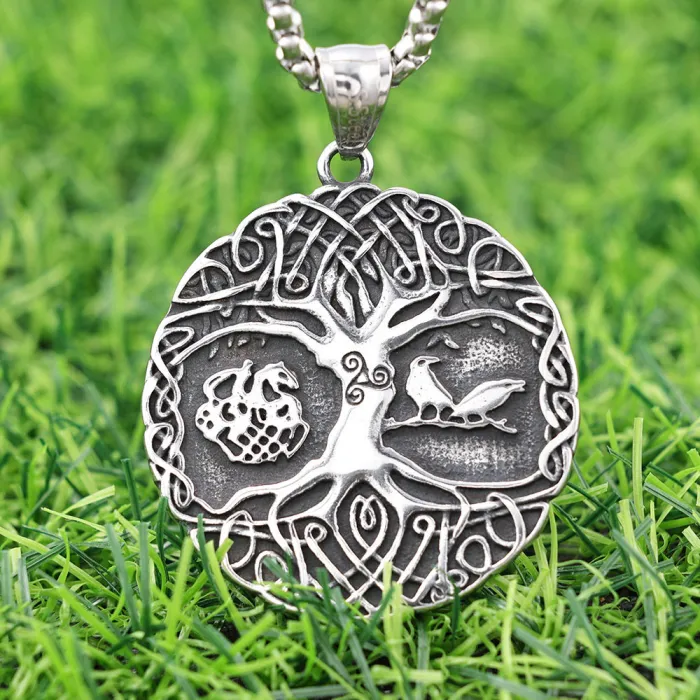 Trendy Viking Tree of Life Pendant – Polished Stainless Steel Retro Design for Men | Popular Fashion Jewelry for Bulk Purchase or Dropshipping