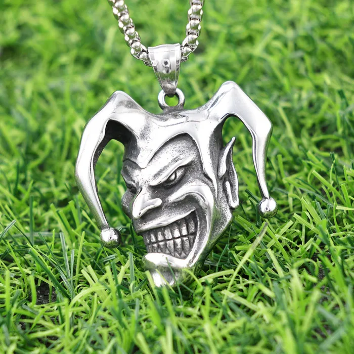 Personalized Bold Clown Mask Pendant – Polished Stainless Steel, No Fading | Gothic Style Jewelry for Men, Wholesale and Factory Direct Supply
