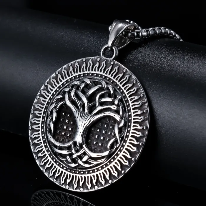 Viking Totem Tree of Life Pendant – Polished Stainless Steel, No Fading | Daily Wear Jewelry | Factory Direct Supply for Bulk & Resellers