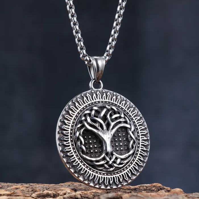 Viking Totem Tree of Life Pendant – Polished Stainless Steel, No Fading | Daily Wear Jewelry | Factory Direct Supply for Bulk & Resellers