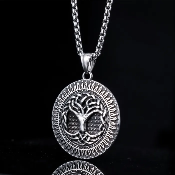 Viking Totem Tree of Life Pendant – Polished Stainless Steel, No Fading | Daily Wear Jewelry | Factory Direct Supply for Bulk & Resellers