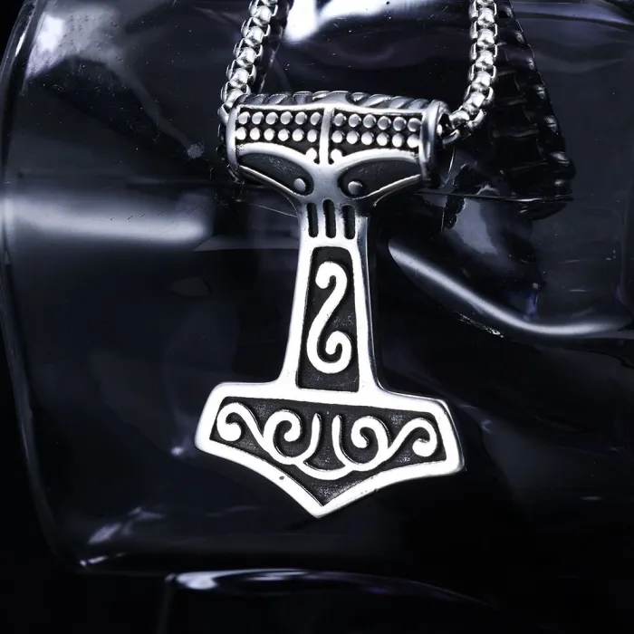 Wholesale Viking Pattern Thor's Hammer Necklace | Stainless Steel Trendy Pendant | Daily Wear Jewelry for Men | New Stock Available Now