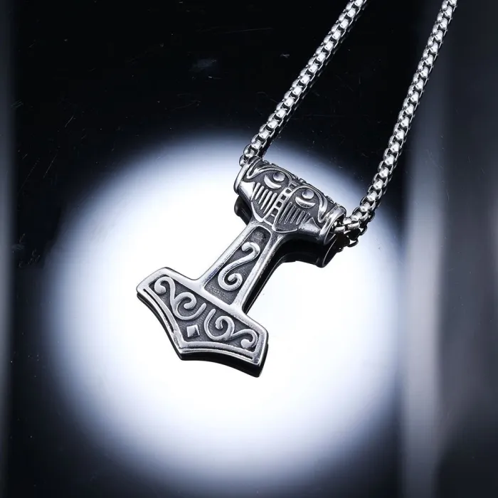Wholesale Viking Pattern Thor's Hammer Necklace | Stainless Steel Trendy Pendant | Daily Wear Jewelry for Men | New Stock Available Now