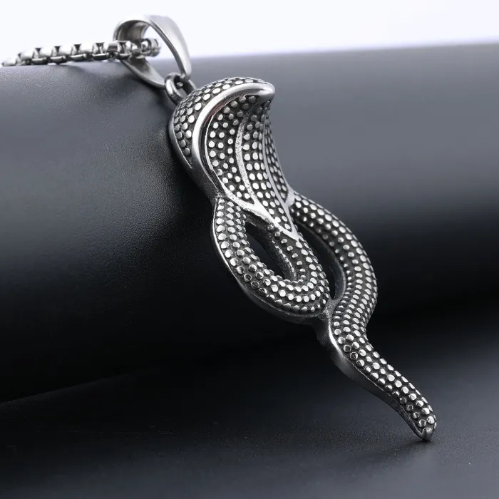 Factory Direct Eye-Catching Cobra Pendant for Men | Polished Stainless Steel Snake Necklace | Streetwear Fashion Jewelry | Available for Dropshipping & Bulk
