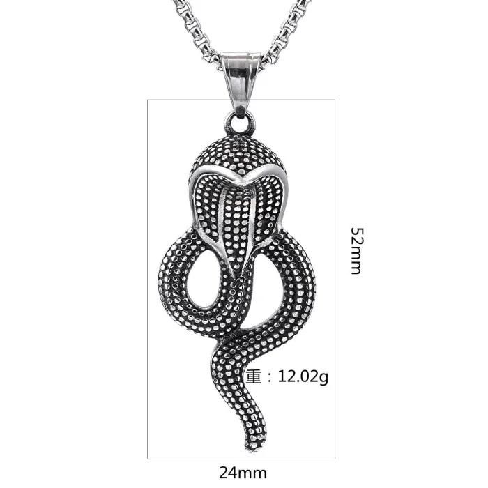 Factory Direct Eye-Catching Cobra Pendant for Men | Polished Stainless Steel Snake Necklace | Streetwear Fashion Jewelry | Available for Dropshipping & Bulk
