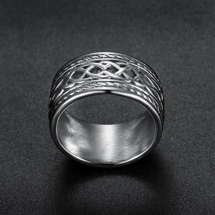 Celtic Knot Dragon Ring – Heavy Stainless Steel Band for Men, Vintage Titanium Steel Viking Jewelry Wholesale