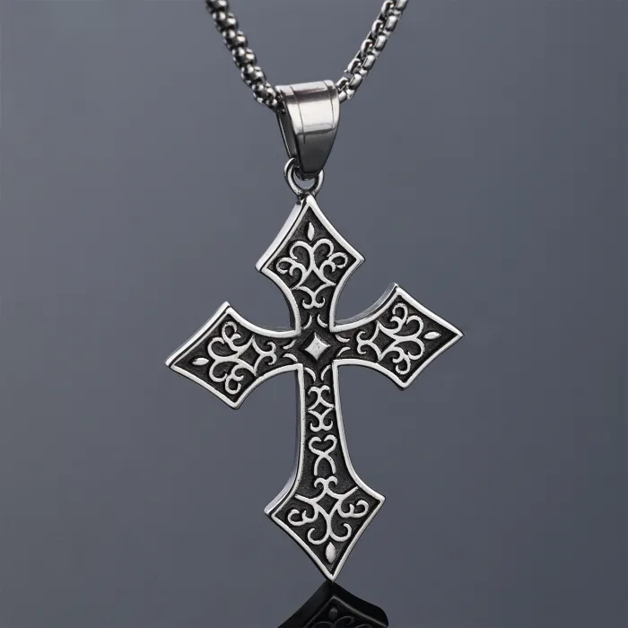 Bulk Viking Cross Pendant Polished Stainless Steel | Fashion Simple Norse Symbol Necklace | Trendy Unisex Jewelry Wholesale Dropship Available