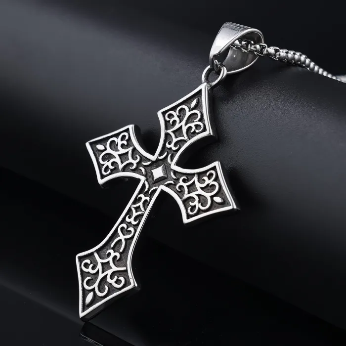 Bulk Viking Cross Pendant Polished Stainless Steel | Fashion Simple Norse Symbol Necklace | Trendy Unisex Jewelry Wholesale Dropship Available