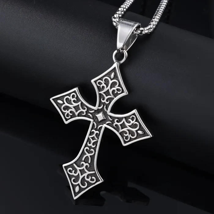 Bulk Viking Cross Pendant Polished Stainless Steel | Fashion Simple Norse Symbol Necklace | Trendy Unisex Jewelry Wholesale Dropship Available