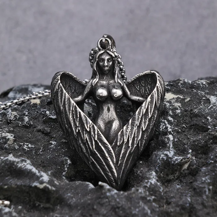 Vintage Angel Wings Stainless Steel Pendant | Tarnish-Resistant Fashion Necklace | Bulk Unisex Jewelry Supplier & Factory Direct Dropshipping