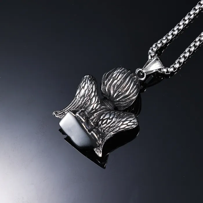 Polished Stainless Steel Angel Girl Prayer Pendant – Unisex High-End Fashion Jewelry | Wholesale & Bulk Orders for Resellers & Boutiques