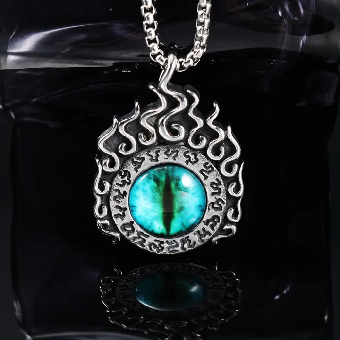 Zakiram Tibetan Amulet Pendant Necklace – Blue Eye Protection Charm | Stainless Steel Non-Fading Spiritual Jewelry | Bulk Orders for Resellers & Stores