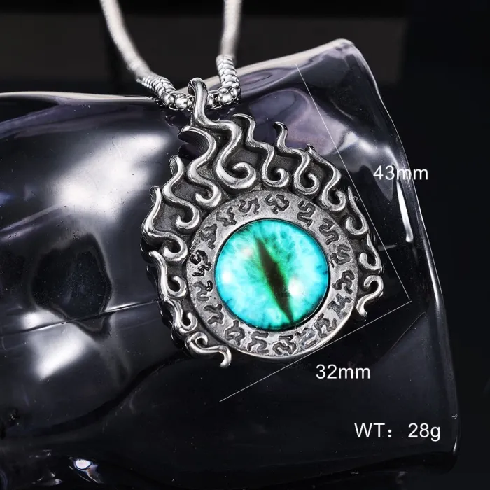 Zakiram Tibetan Amulet Pendant Necklace – Blue Eye Protection Charm | Stainless Steel Non-Fading Spiritual Jewelry | Bulk Orders for Resellers & Stores