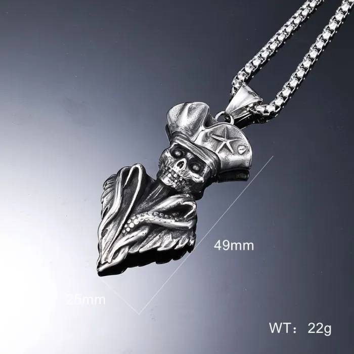 High-End Skull Street Style Pendant for Men & Women – Polished Stainless Steel Fashion Jewelry | Trendy Unisex Bulk Pendant Supplier