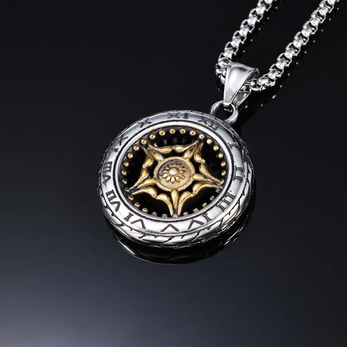 Vintage Motorcycle Tire Pendant – Factory Direct Retro Gold-Tone Stainless Steel Accessory | Bulk Fashion Jewelry for Trendy Resellers