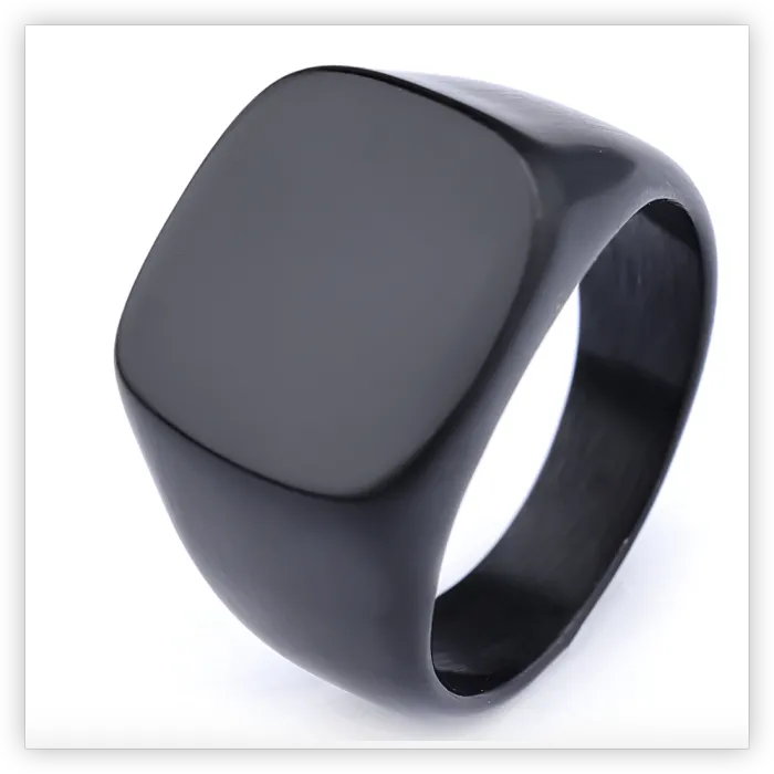 Matte Black Resin Ring – Minimalist Street Style Stainless Steel Men’s Ring, Trendy Everyday Band