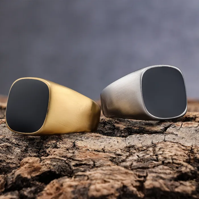 Matte Black Resin Ring – Minimalist Street Style Stainless Steel Men’s Ring, Trendy Everyday Band