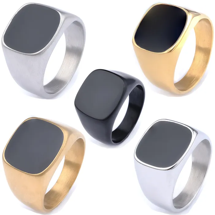 Matte Black Resin Ring – Minimalist Street Style Stainless Steel Men’s Ring, Trendy Everyday Band
