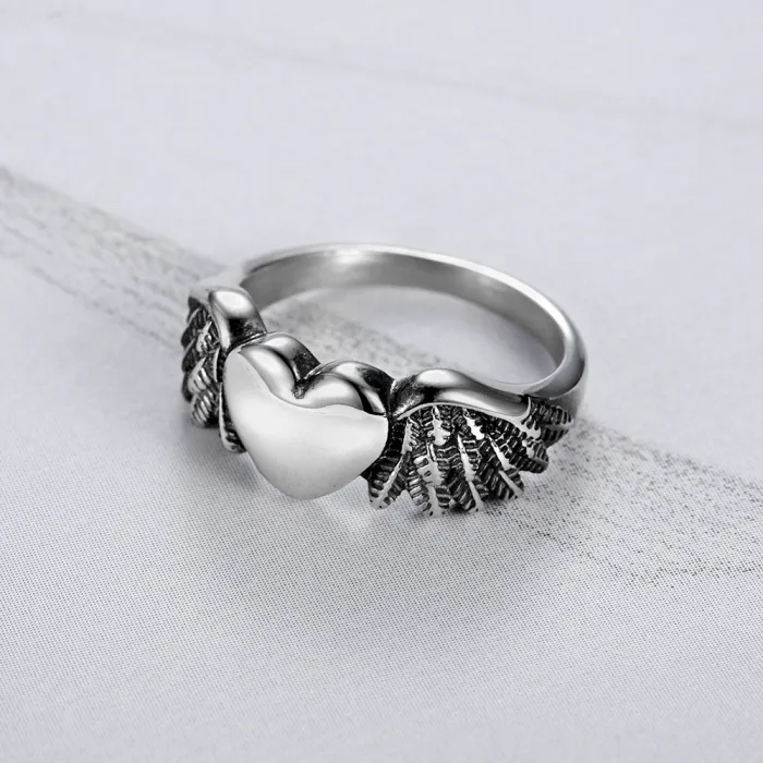 Heart Wings Ring – Vintage Punk Biker Style Titanium Steel Women’s Ring, Gothic Statement Jewelry